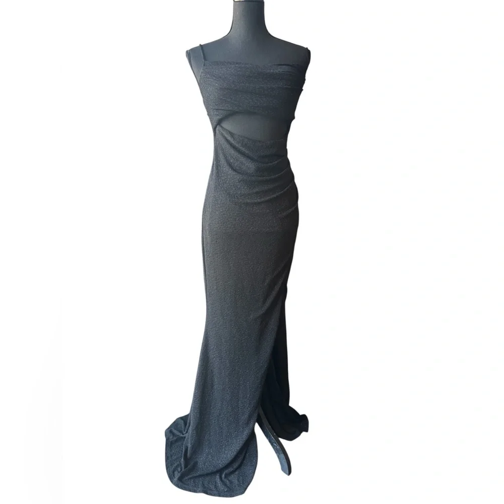 Windsor black sparkle open mid evening gown party prom homecoming EauC Large - Picture 1 of 7